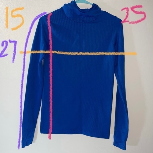 Athleta Top Pullover Mock Neck Long Sleeve Ribbed Tight Athletic Fit Thumb Holes - Picture 2 of 4